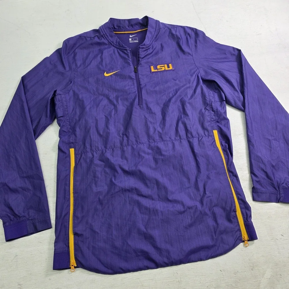 Nike LSU Tigers Sideline Lockdown Men's Slip-Over 1/4 Zip Jacket Windbreake Sz S - Picture 2 of 7
